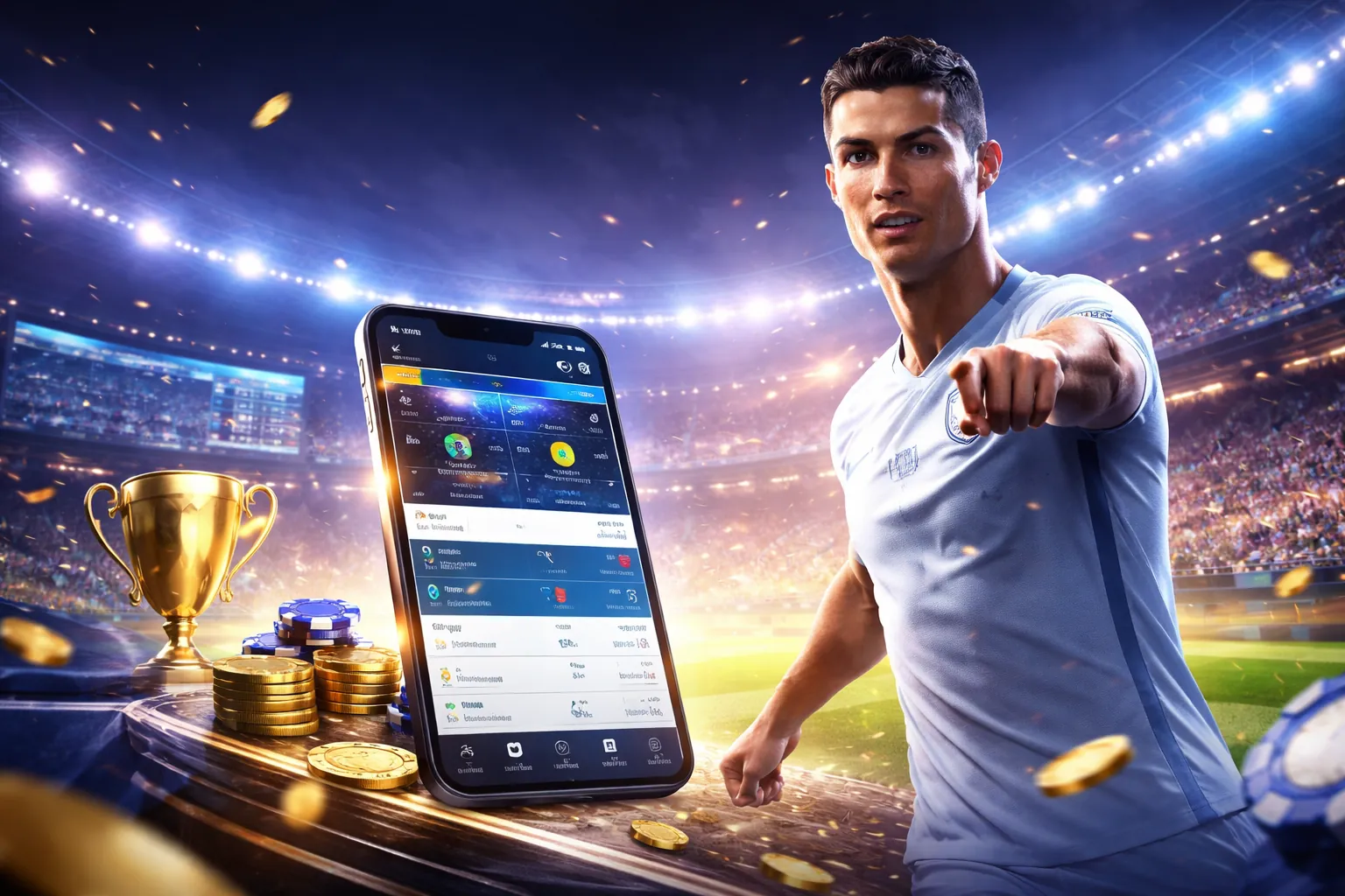 Hình nền 1xBet với các biểu tượng cá cược thể thao